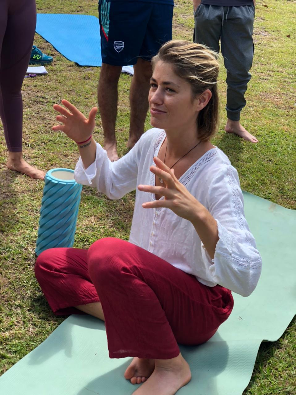 Heather leading an outdoor group workshop